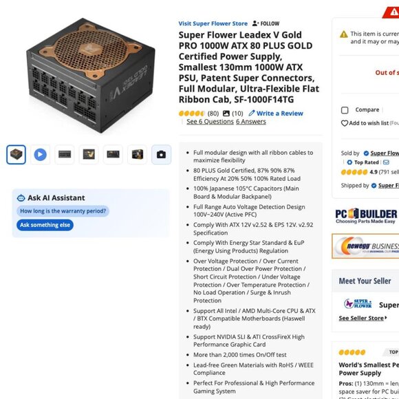 Superflower leadex V gold 1000w new in box - Picture 1 of 11